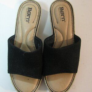 * Born Wedge Shoe 6M 6 Medium Width Rope Trim Leather Foot Bed